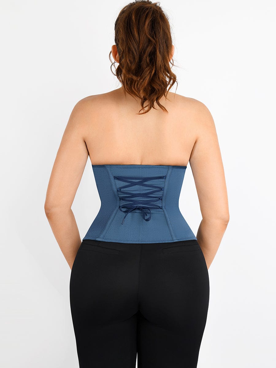 Imitation Denim Cup Design 4 Steel Bones Tummy Control Waist Trainer with back with drawstring