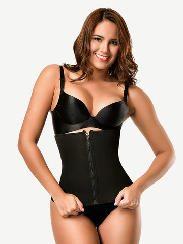 Exquisitely Fat Burning Plus Size Front Double Layer Zipper Tummy Control Waist Trimmer