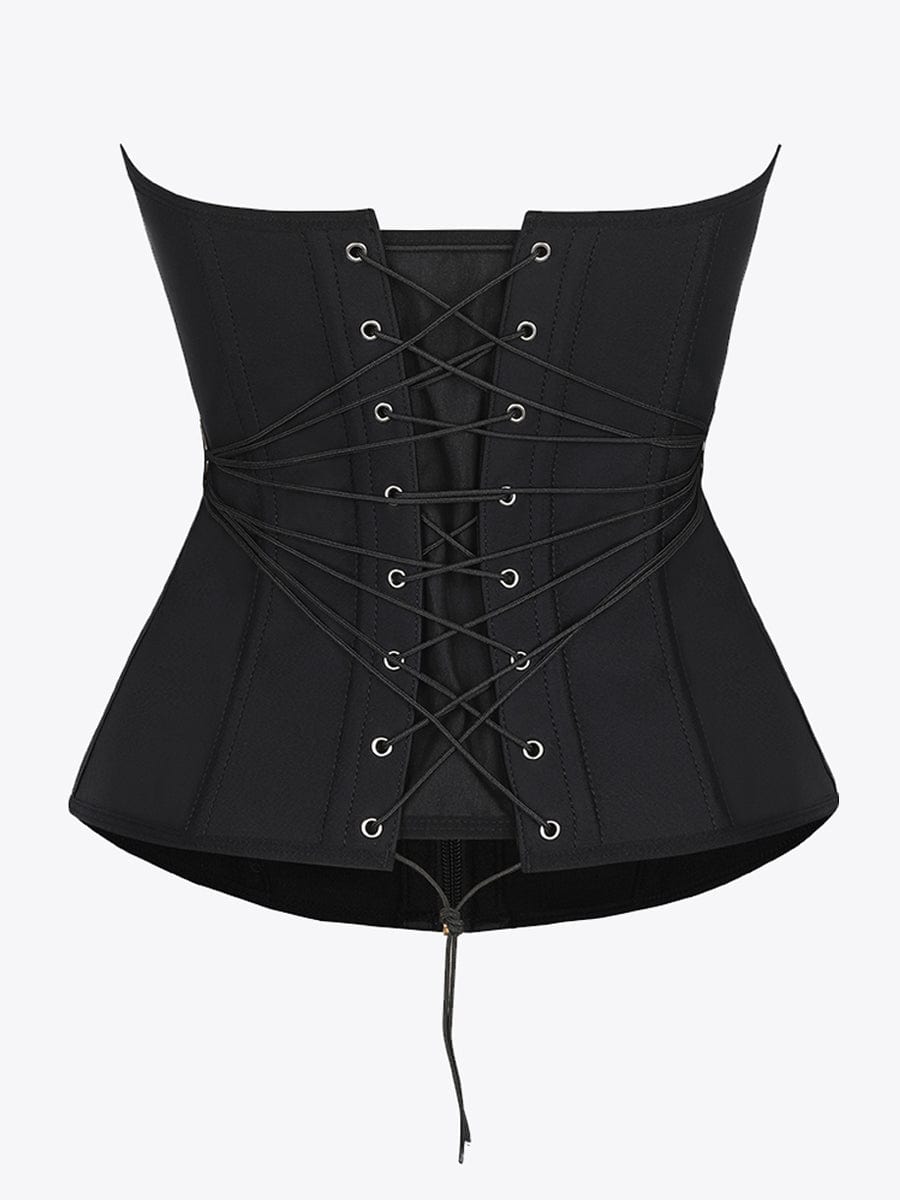 U-Shaped 10 Steel Bones Latex Waist Trainer with Fan Lacing and Front Buckle Adjustment