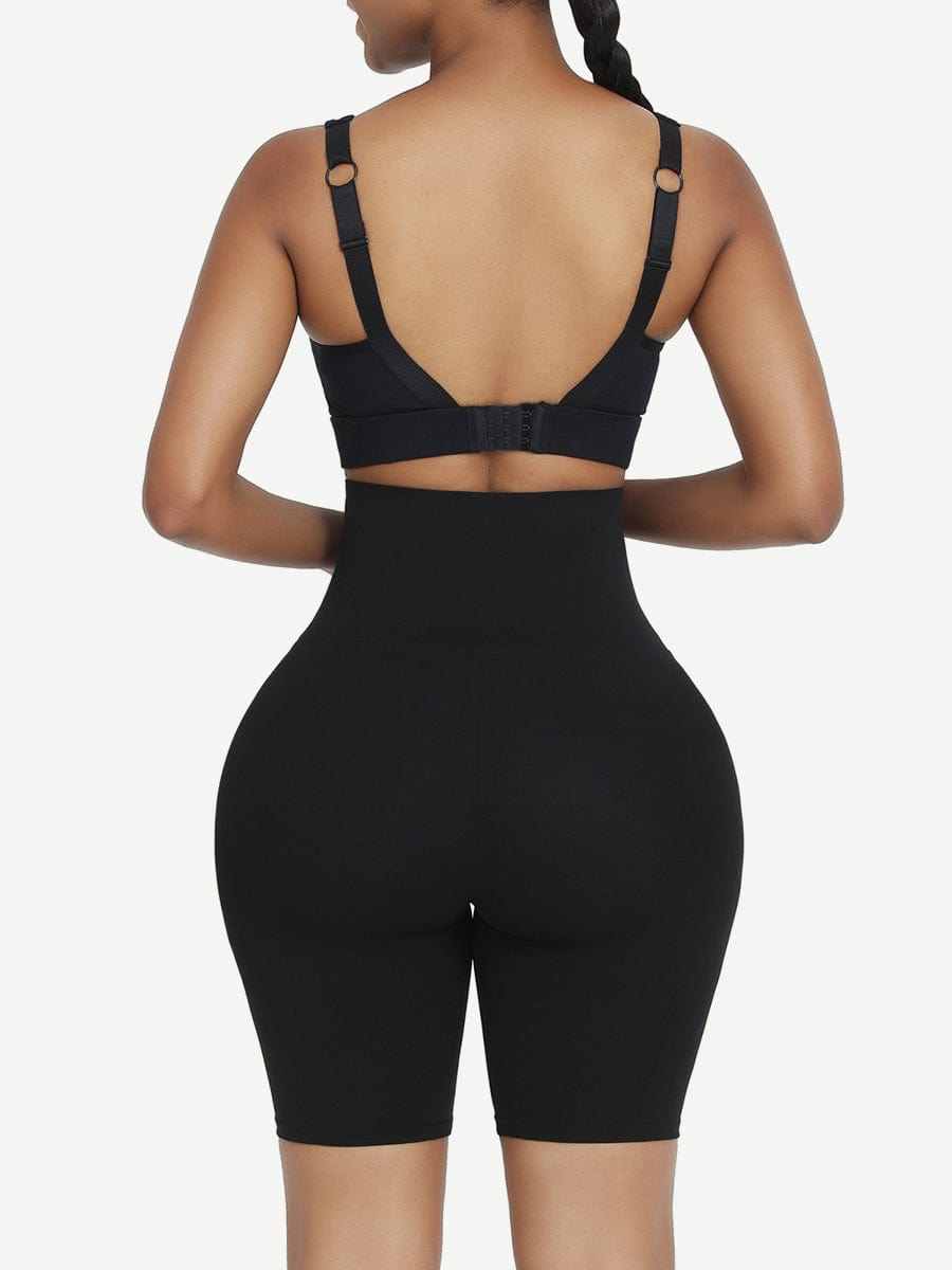 Black Mid Waist 2-In-1 Waist Trainer Shorts Mid-Thigh Ultra Cheap