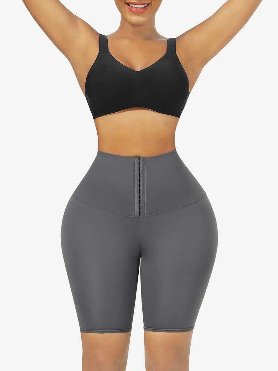 Black Mid Waist 2-In-1 Waist Trainer Shorts Mid-Thigh Ultra Cheap