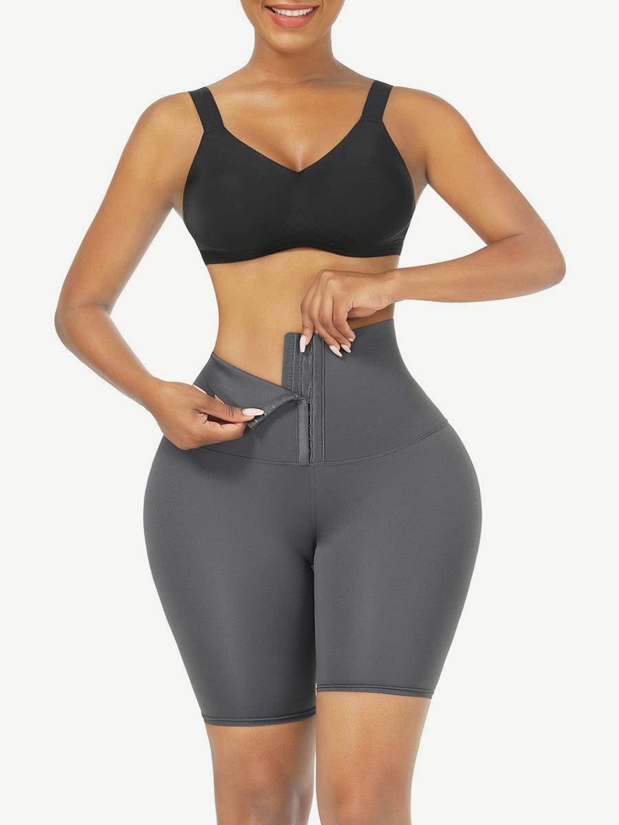 Black Mid Waist 2-In-1 Waist Trainer Shorts Mid-Thigh Ultra Cheap