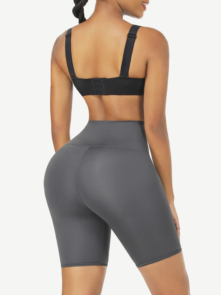 Black Mid Waist 2-In-1 Waist Trainer Shorts Mid-Thigh Ultra Cheap