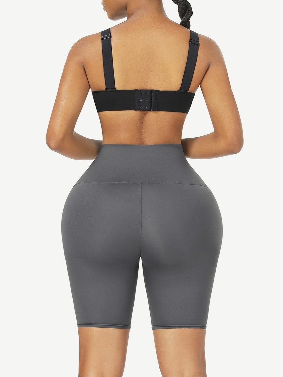 Black Mid Waist 2-In-1 Waist Trainer Shorts Mid-Thigh Ultra Cheap