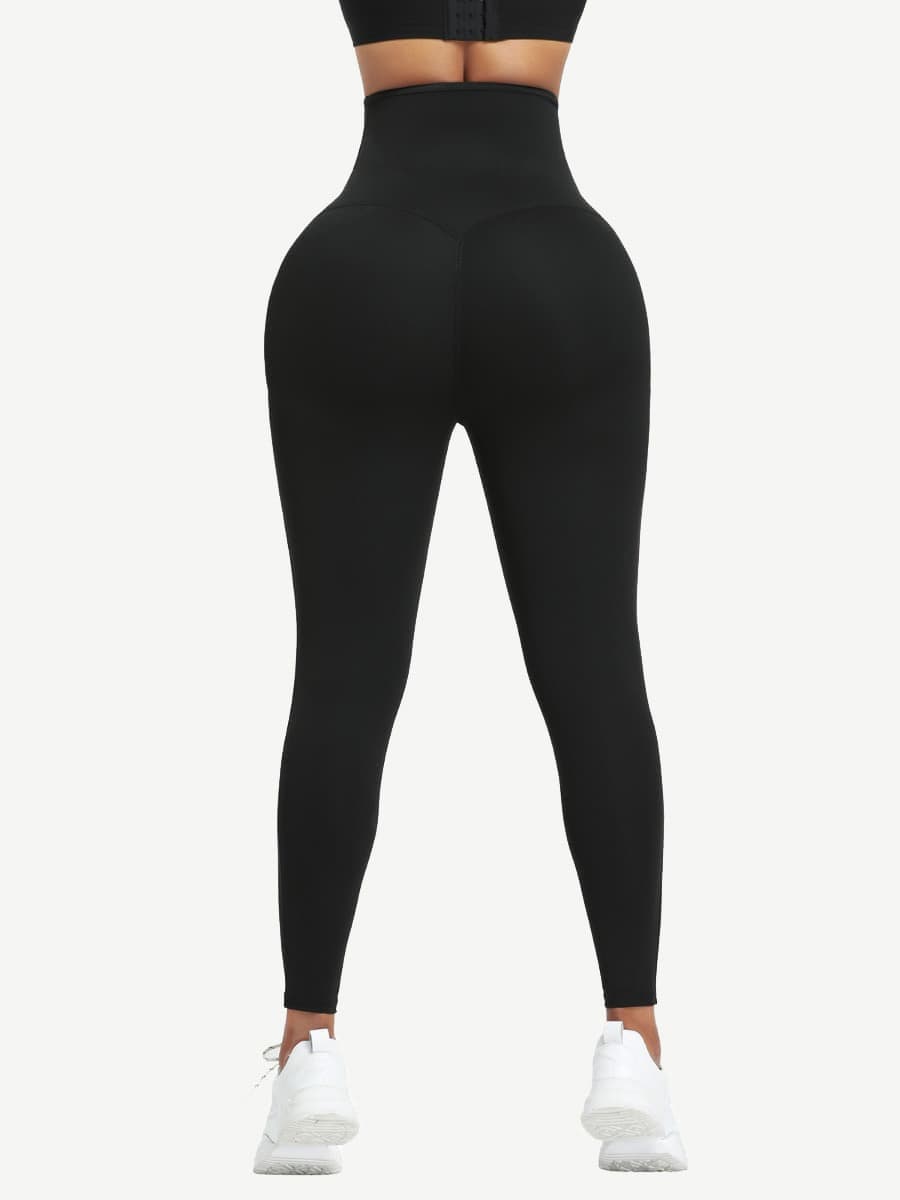 Dark Blue Neoprene Butt Lifting Leggings Wide Waistband Lose Weight