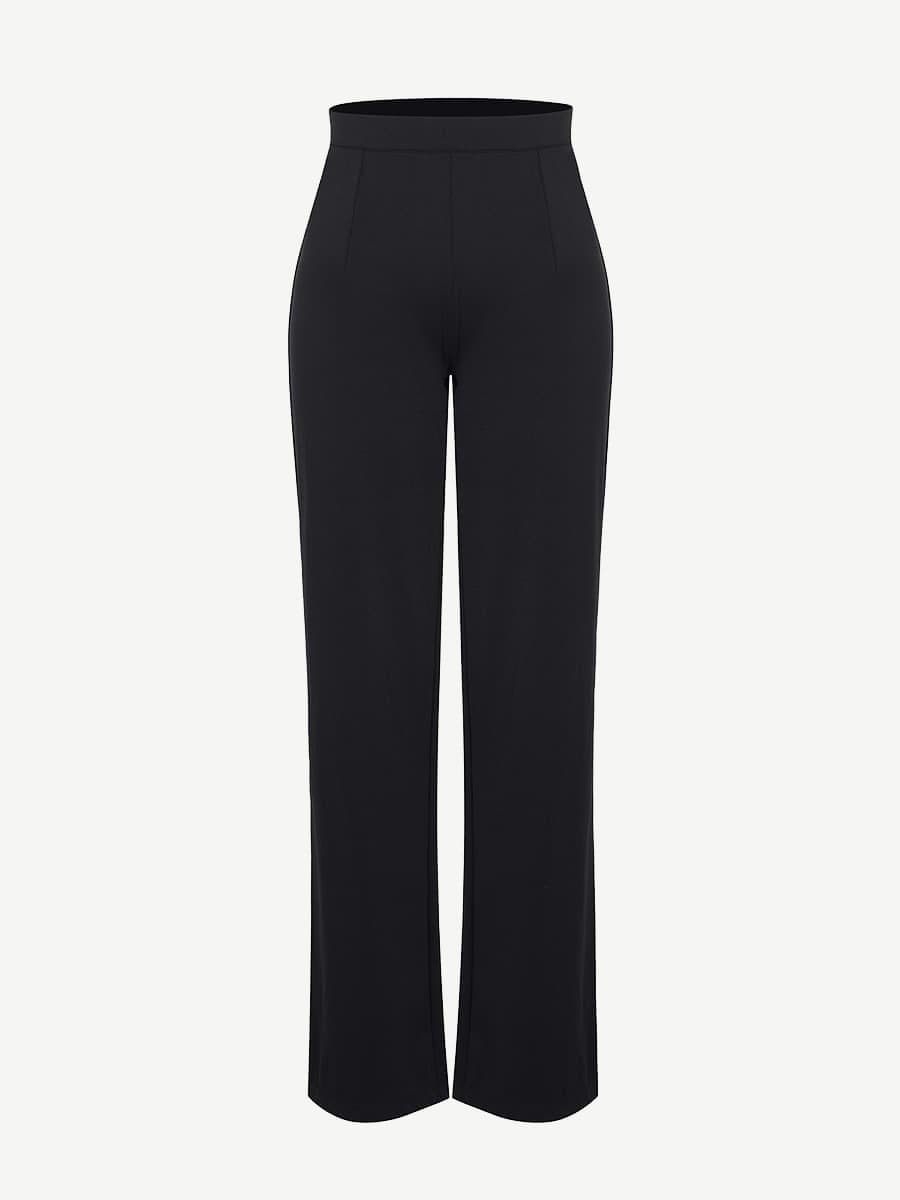 Waist Trimming Straight-leg Pants with Built-in Shaping Shorts