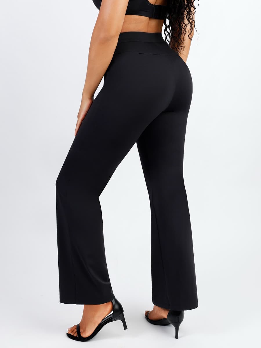 Waist Trimming Straight-leg Pants with Built-in Shaping Shorts