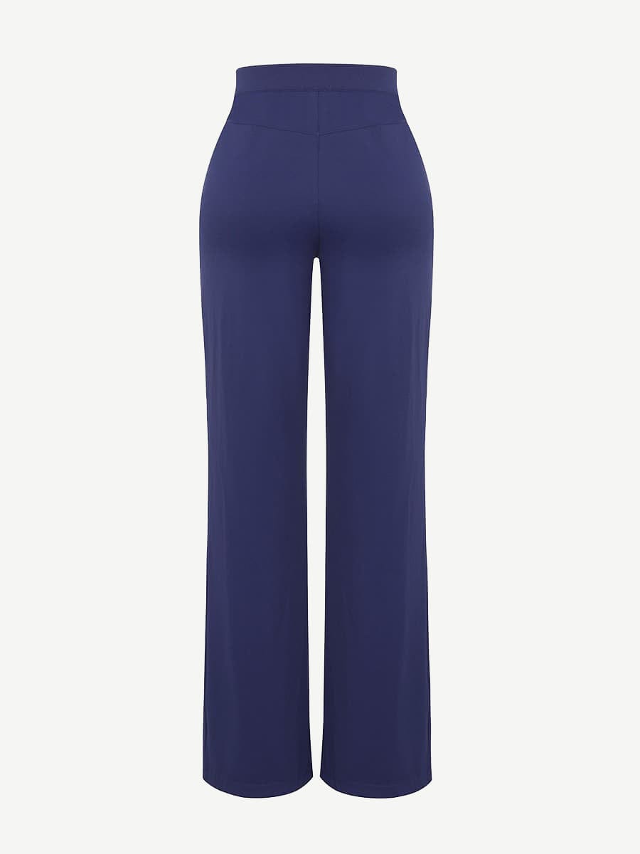 Waist Trimming Straight-leg Pants with Built-in Shaping Shorts