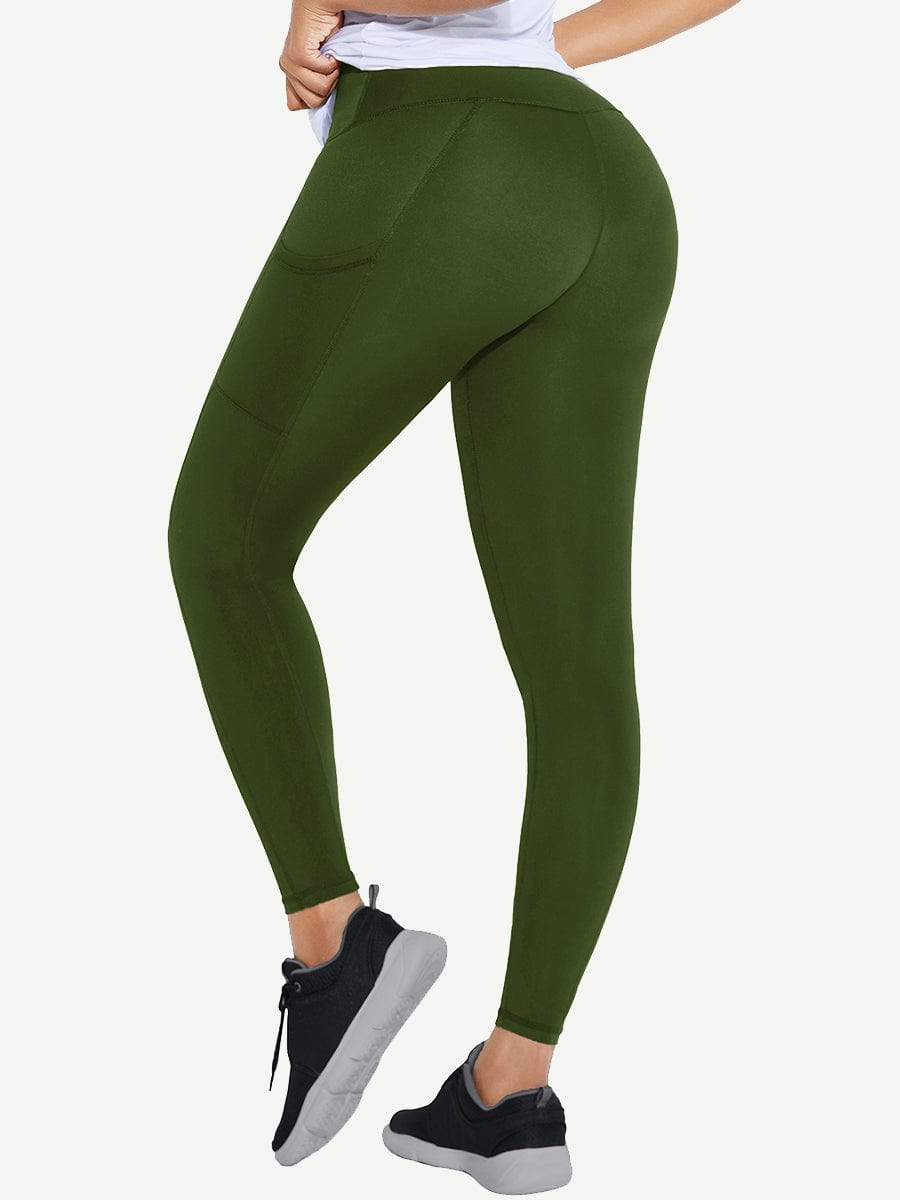Black Shape Leggings High Waist 3 Hooks Pockets Basic Shaping