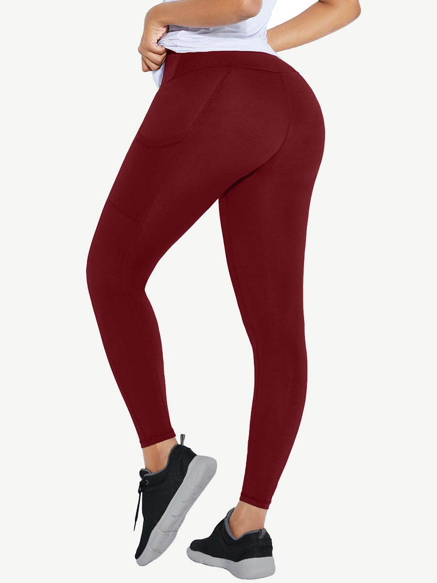 Black Shape Leggings High Waist 3 Hooks Pockets Basic Shaping