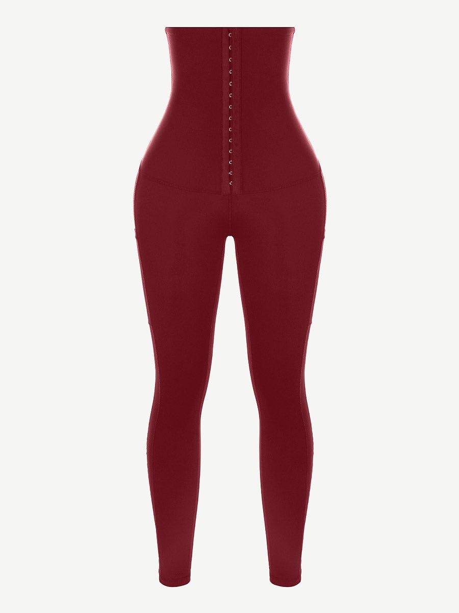 Black Shape Leggings High Waist 3 Hooks Pockets Basic Shaping