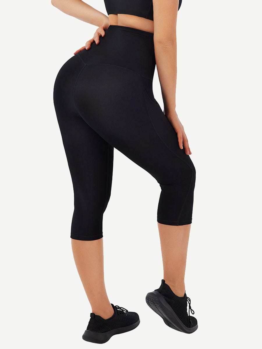 Mid-Rise Waist With Double-Layer Fabric Cropped Trousers With Pockets