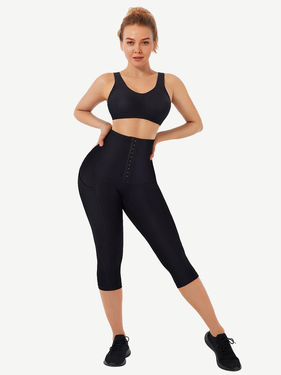 Mid-Rise Waist With Double-Layer Fabric Cropped Trousers With Pockets