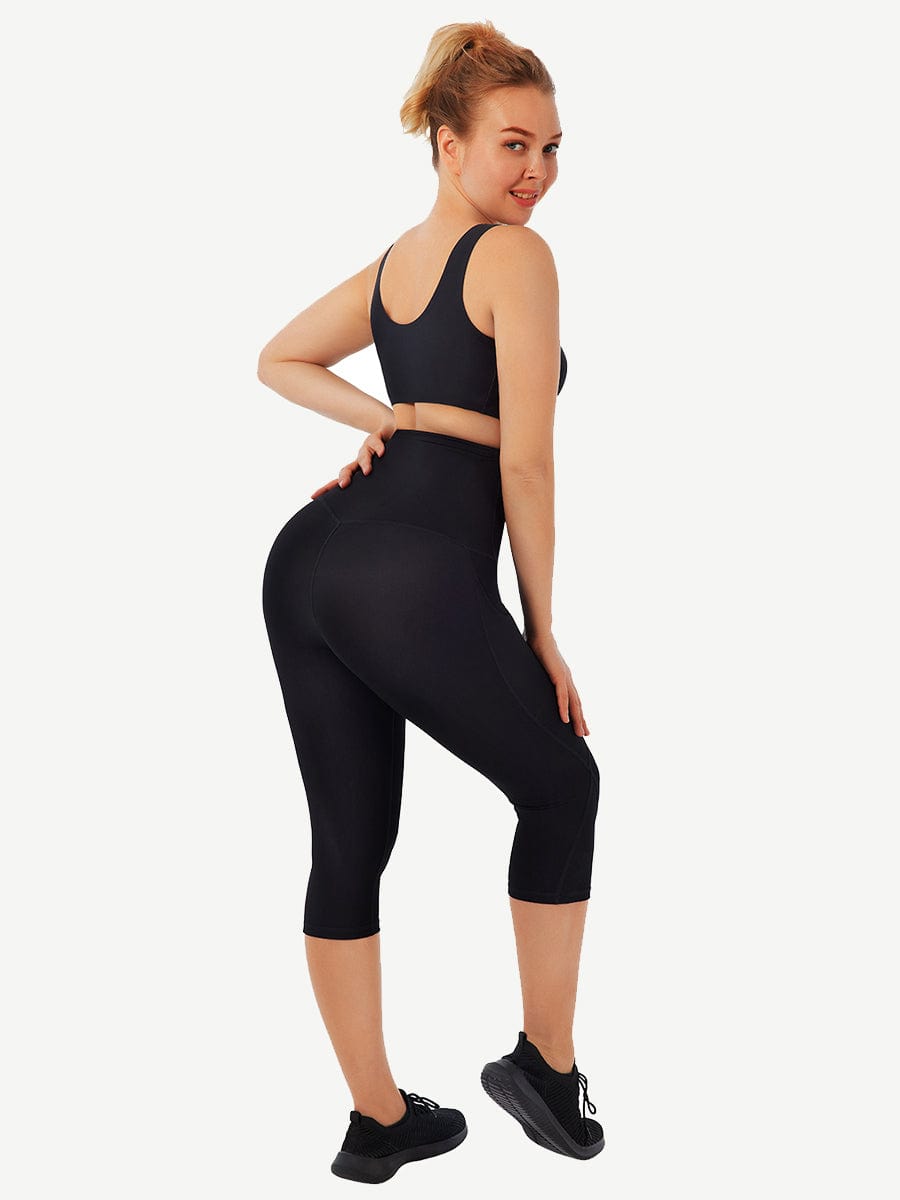 Mid-Rise Waist With Double-Layer Fabric Cropped Trousers With Pockets