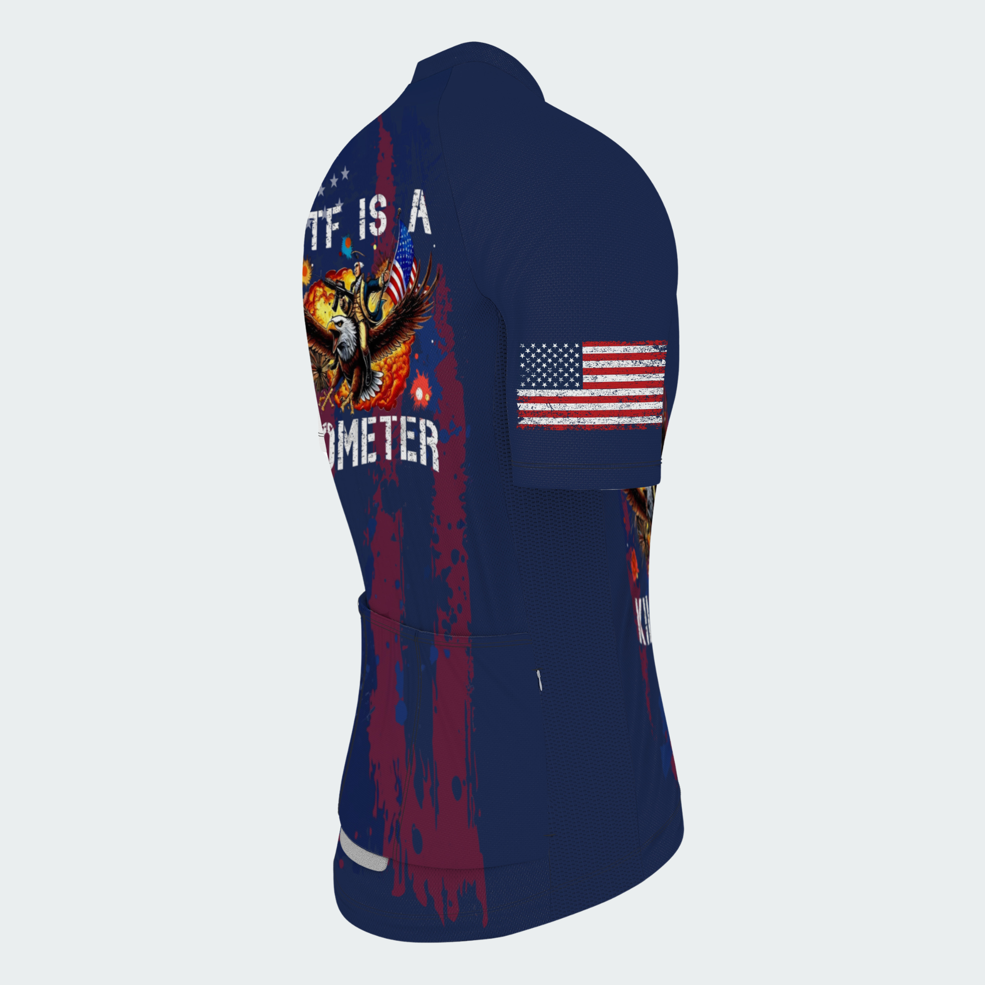 Men’s American Pride WTF Is a Kilometer Funny Patriotic Cycling Jersey