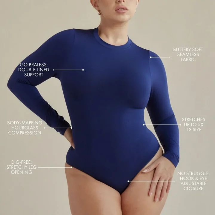 Long Sleeve Crew Neck Seamless Shapewear Bodysuit “ Butter Sculpt® Tummy Control & Bust Support - Image 5